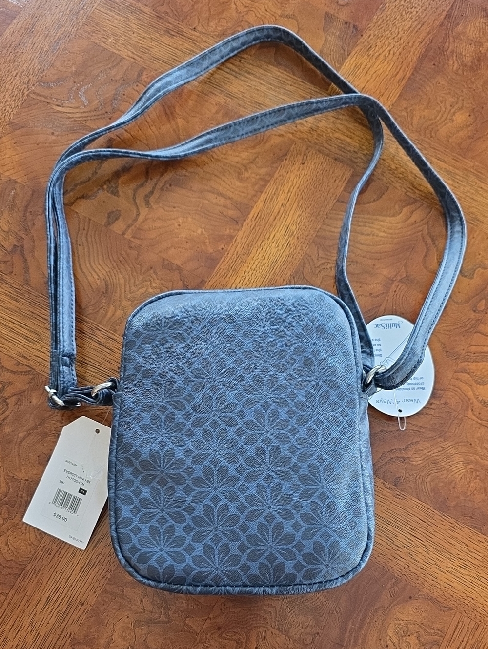 Multi Sac Everest Mini XBY Crossbody Bag Purse Blue Floral - NEW - Picture 6 of 7